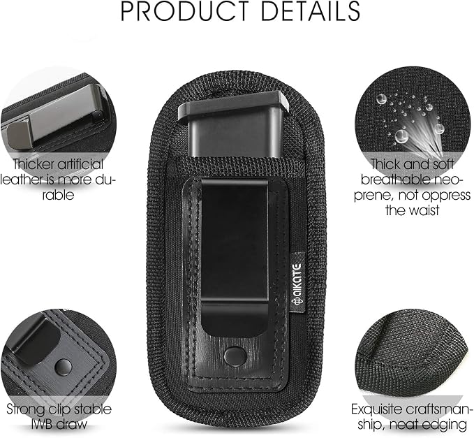 2 Pack Universal Magazine IWB Pouch Concealed Carry 9mm .40 .45 .380 .357, Mag Holster for S&W M&P Sig Sauer Ruger Glock, Handgun Ammo Gun Ammunition Holsters