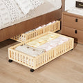 Under Bed Storage with Wheels, 2 Pcs Bamboo Drawers for Clothes and Toy | 360° wheels glide smoothly. Sturdy bamboo frames hold clothes, shoes, bedding and toys. Easy pullout access keeps rooms tidy