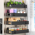 HuggieGems 4 Pack Magnetic Spice Seasoning Rack for Refrigerator, Magnetic Shelf Holder for Fridge with 4 Hooks for Kitchen Organization Storage, Black