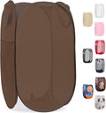 Handy Laundry Collapsible Mesh Pop Up Laundry Hamper with Side Pocket | Sturdy Reinforced Handles, Breathable Foldable Basket for Dorm, Travel, Cruise, Bedroom, 14 x 13 x 24 in, Brown