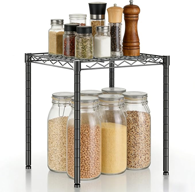 Xcity Storage Shelves, 1 Tier Heavy Duty Metal Shelving Unit, 350 LBS Adjustable Steel Wire Shelf for Commercial, Pantry, Kitchen, Garage, 14" D x 14" W x 15" H, Black