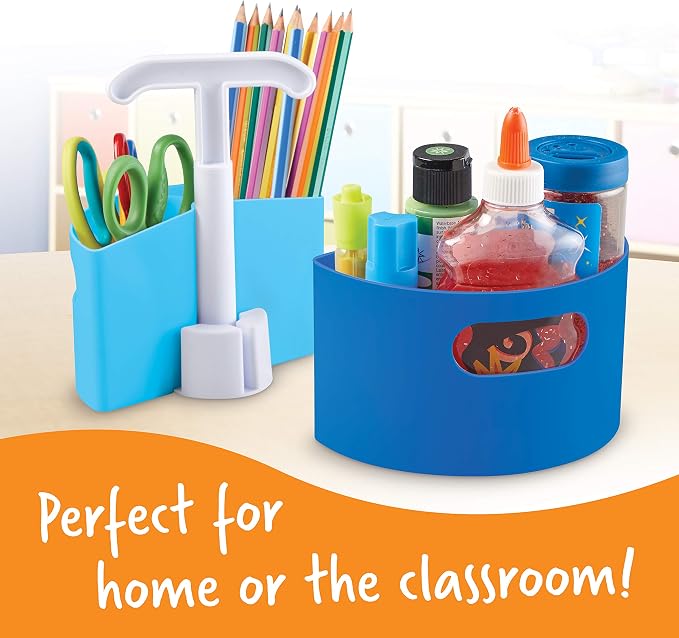 Learning Resources Create-a-Space Storage Mini Center Blue - Desk Caddy Organizer for Kids, Art Supplies Classroom Organizer, Homeschool Supply Organizers and Classroom Storage, Marker Holder | Desk Caddy Organizer for Kids, Art Supplies Classroom Orga...