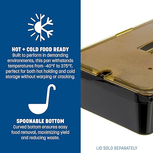 Carlisle FoodService Products 10402B03 High-Heat Full-Size Food Pan, 19.4 qt. Capacity, 20-3/4 x 12-3/4 x 6", Black (Case of 6)