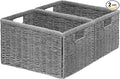 Vagusicc 2 Packs Large Wicker Storage Basket, Closet Storage Baskets Bins for Shelves, Decorative Collapsible Baskets for Organizing Clothes Toy Nursery Bathroom Organizers and Storage, Grey