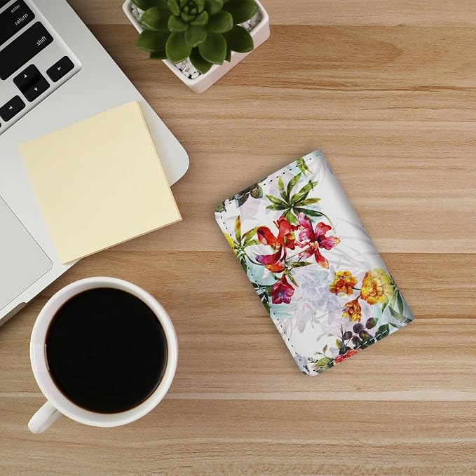 Business Card Holder，PU Leather Business Card Case Color Printing Pattern Card Holder Wallet，Pockets Magnetic Credit Card Holders for Men and Women - Flamingo
