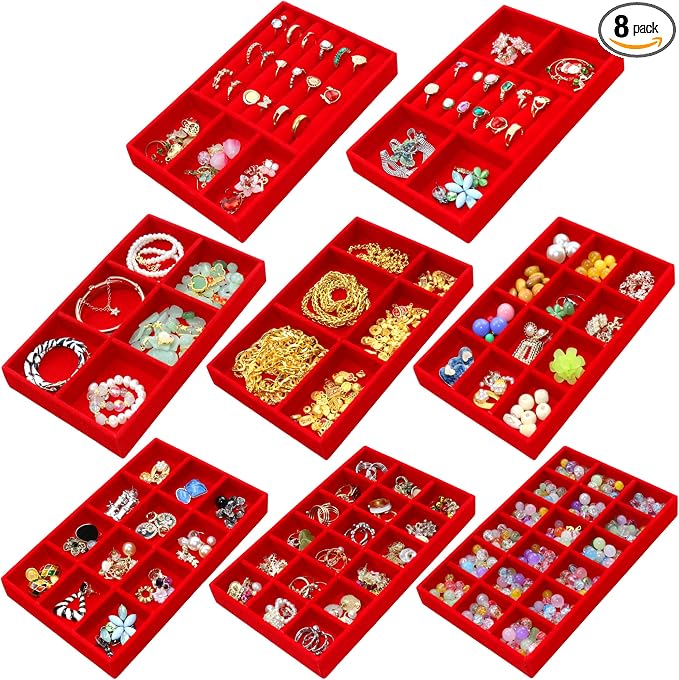 Earring Organizer Stackable Jewelry Storage Box Jewelry Drawer Organizer Removable Display Tray Organizer for Necklace Earring Ring