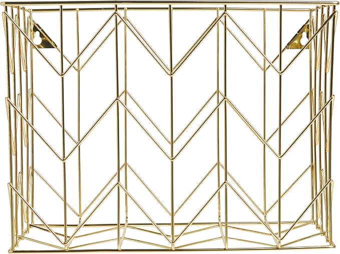 U Brands Desktop Hanging File Organizer, Gold Wire Metal Letter Size File Holder, Steel Wire Document & Folder Organizer for Office Desk, Home, Classroom