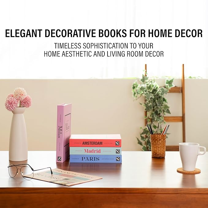 PROBENEX Pastel Medium | 4 PCS Faux Decorative Books for Home Decor | Not Real Books (Cardboard Boxes) | Coffee Table, Shelf Styling & Modern Aesthetic Accent Pieces for Living Room, Office