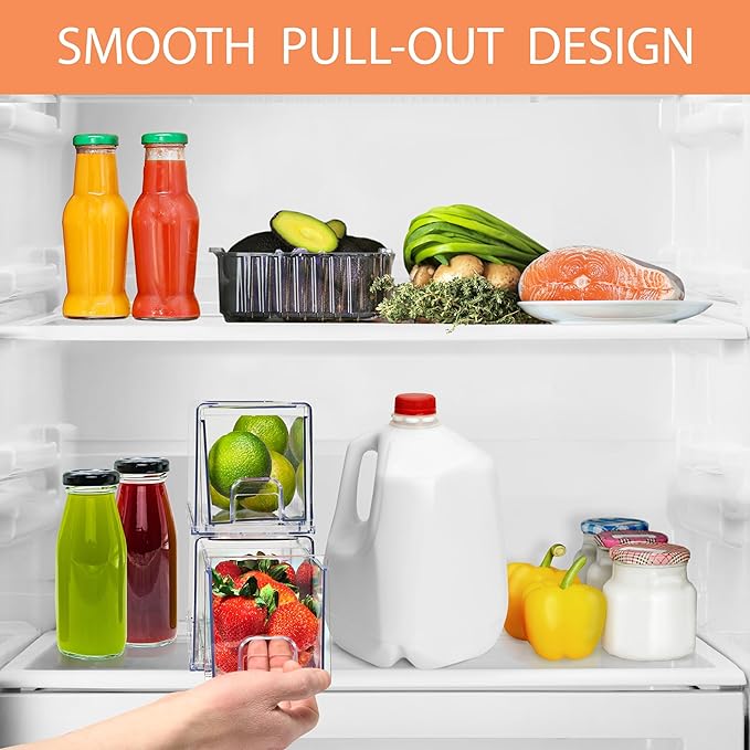 Sorbus Small Clear Storage Drawers (6 Pack) – Stackable Organizer Bins with Pull-Out Drawers for Kitchen, Pantry, or Fridge – Acrylic Storage Bins with Handles