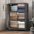 UAMFURI Extra Large Stackable Storage Bins with Lids & Wheels, Foldable Collapsible Closet Organizers Dark Storage Cabinet with Doors for Bedroom Dorm