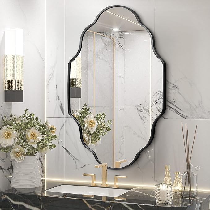 Dorlicecass Wall Mirror for Bathroom - Black Mirror Wall Decor 20" x 36"Modern Mirror Wall Decor with Aluminum Alloy Frame for Bathroom, Bedroom, Living Room, Dining Room, Cloakroom, Entryway