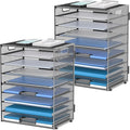 DALTACK 9-Tier Paper Organizer for Desk, Mesh Letter Tray Desk Organizer with Handles, Space-Saving File Organizer for Office Home School, Black 2 Pack