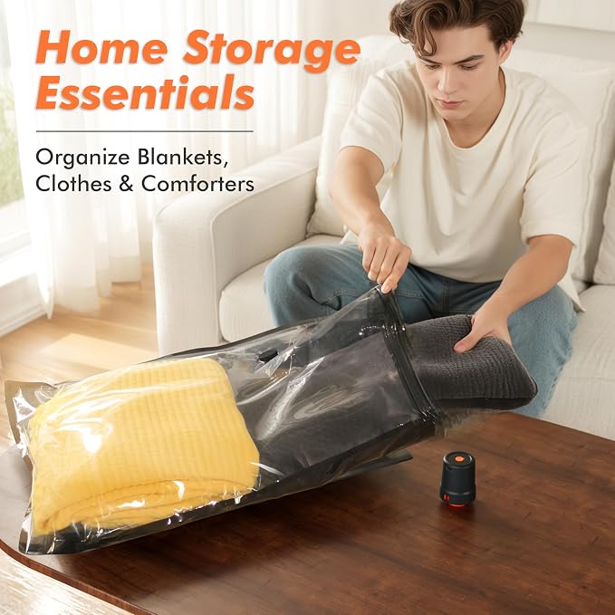 GONGSHI Vacuum Seal Bags for Clothing Travel & Home Storage, Travel Vacuum Bags with Pump,Space Saver for Blankets, Comforters, Pillows, Clothes,24 Combo