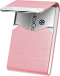 MaxGear Business Card Holder, PU Leather & Stainless Steel Business Card Case for Men or Women, Slim Name Cards Holder RFID Blocking Credit Cards Carrier with Magnetic Closure, Pink