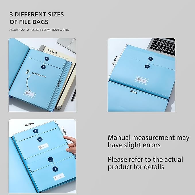Important Document Organizer for Family Records, Home Filing System with Tabs and Pockets for Passport, Birth Certificate, Insurance Policies, Legal Documents and Important Papers(Blue)