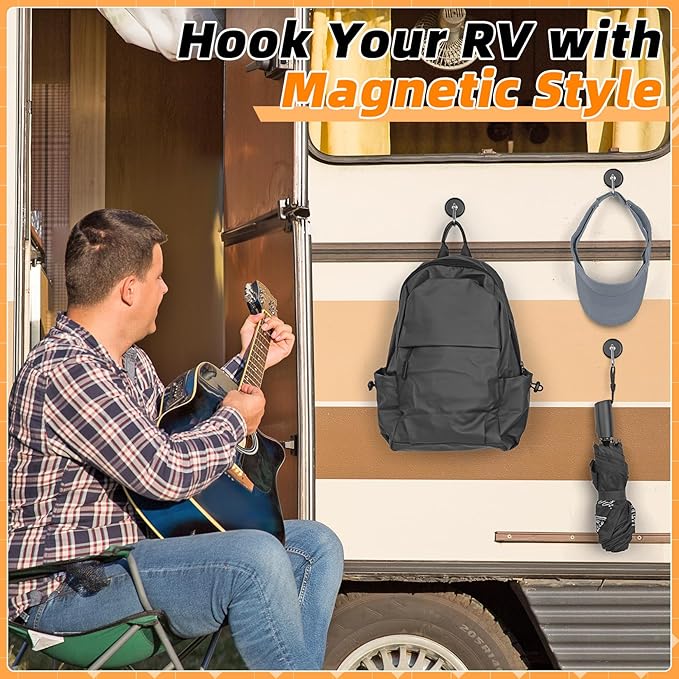 FINDMAG Magnetic Hooks 170LBS Heavy Duty with Carabiner Hook, Strong Magnetic Hooks for Hanging at Home, Office Locker, Workplace, Refrigerator, Cruise Ship or Travel (Black, 4)