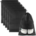 Large Shoe Bags for Packing with Clear Window, 17.3" X 12.6" Dustproof Drawstring Travel Shoe Storage Bags for Men & Women (5, Black)