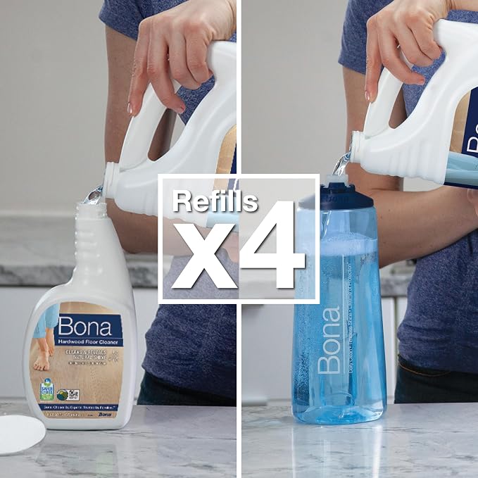 Bona Hardwood Floor Cleaner Refill - 128 fl oz - Unscented | Refill for Bona Spray Mops and Spray Bottles - Residue-Free Floor Cleaning Solution for Wood Floors