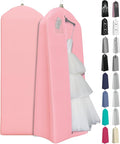 Your Bags Wedding Dress Garment Bag – 72" Garment Bags for Hanging Clothes with 20" Gusset for Puffy Gowns – Durable Dress Cover for Travel or Storage – Rip-Resistant with ID Window - Lt Pink