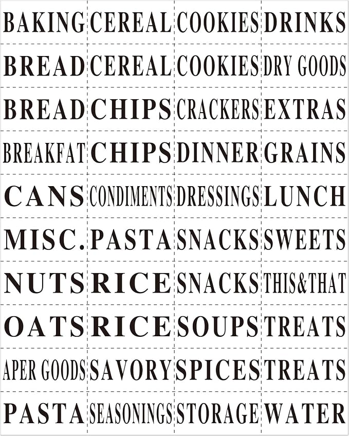 Zonon 8 Pack Basket Labels Clips with 40 Pcs Pantry Labels Set Removable Bin 3.5 x 2.4 Inch - for Kitchen, Pantry, Black & White Words