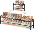 ENJOYBASICS 2 Tier Expandable Shoe Rack for Closet, Free Standing Metal Shoe Shelf Storage Organizer Holder 12 Pairs, Adjustable Width Shoe Rack for Entryway Small Space, Black