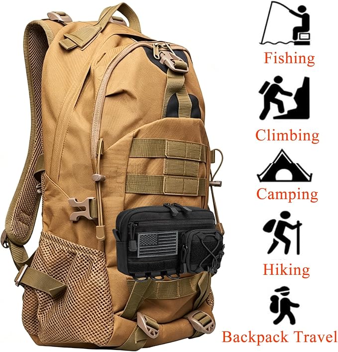 Tactical Molle Pouch Tool Admin Pouch Bag with Drawstring Pocket Flag Patch Utility Organizer Bag for Belt Tactical Vest Backpack