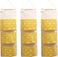 COVRA 3-Pack Wall Hanging Storage Bags – Over-the-Door Organizers with 3 Large Pockets (6.3" × 5.1"), Hanging Closet & Pantry Organizer for Bedroom, Bathroom, Dorm, and More (Yellow)