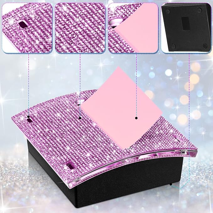 Eersida Rhinestone Self Stick Note Pad Holders 4 x 4 Inches Purple Cute Note Holder Sticky Dispenser Bling Memo Stick Dispenser for Office Employee Coworkers Gifts Home Desk Supplies