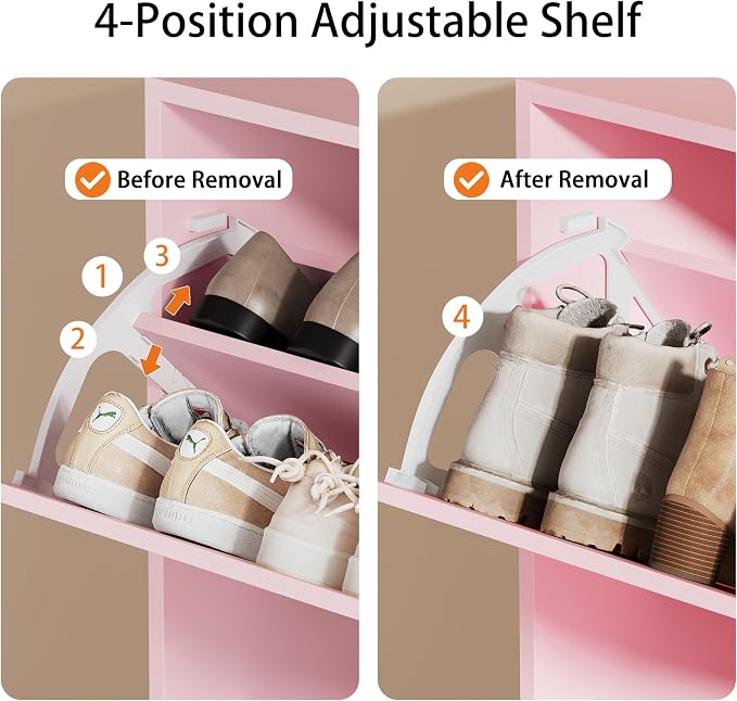 Shoe Storage Cabinet, Wood Shoe Organizer for Entryway with 3 Flip Drawers, Freestanding Shoe Rack with Adjustable Shelf, Narrow Shoe Dresser for Front Door Entrance (Pink, 3 Drawers)