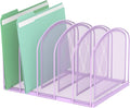 SUPEASY File Organizer 5-Section Mesh Desk Organizer, Upright File Organizer Desktop Organizer File Sorter, File Folder Holder for Office Supplies, Purple