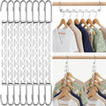 HOUSE DAY 10.5 Inch Closet Space Saving Wardrobe Clothing Magic Hangers Oragnizer Heavy Chrome Hangers, Updated Hook Design Pack of 8