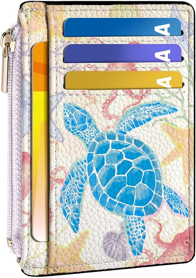 Tipmile Womens Credit Card Holder Wallet, Small Slim RFID Blocking Sleeve | Mini Tiny Cute ID Case, Minimalist Zipper Pocket Wallet, Thin Coin Purse, Mothers Gift