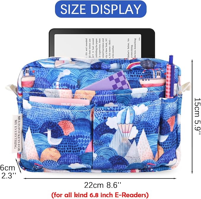 Multiple Pockets Portfolio Organizer with Zippered,Storage Pencil Pouch Bag | Waterproof Travel Toiletry Bag,Portable Pencil Pouch for Notebooks,Stationeries,Make-up,Journal Office Art Supplies,Ocean