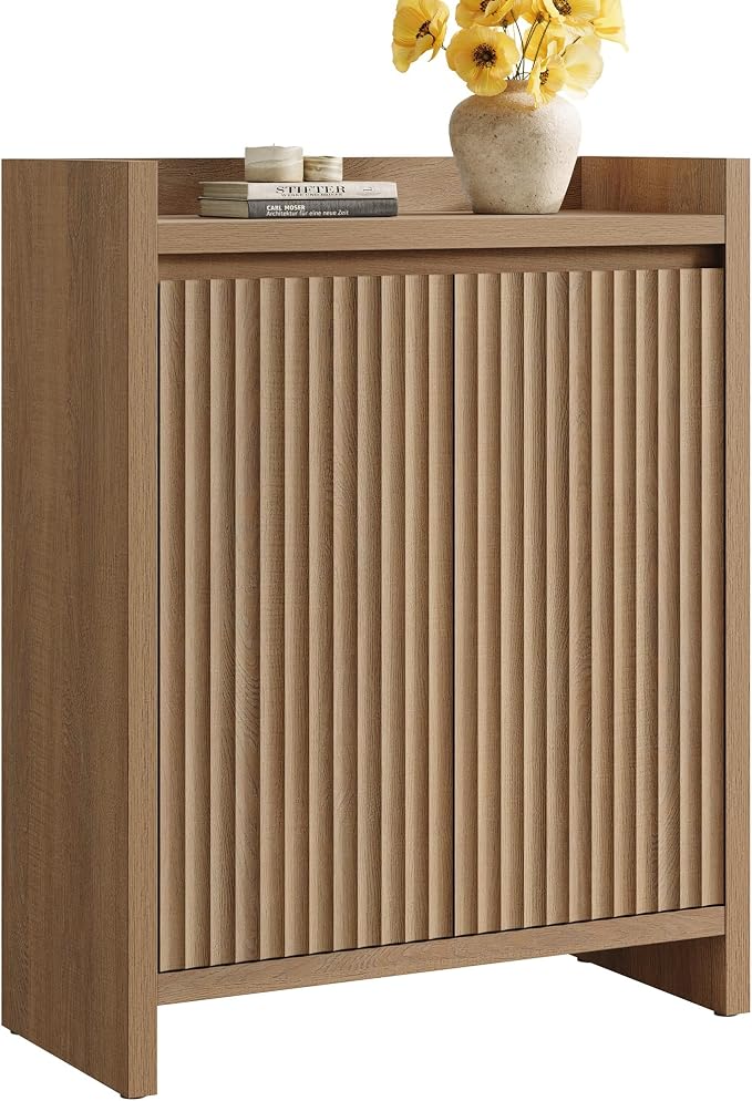 SICOTAS Shoe Cabinet - Fluted Shoe Storage Cabinet for Entryway, 24-Pair Shoes Organizer with Doors & Adjustable Shelves, 6-Tier Shoes Rack Entrance Storage Cabinet for Hallway, Closet, Living Room