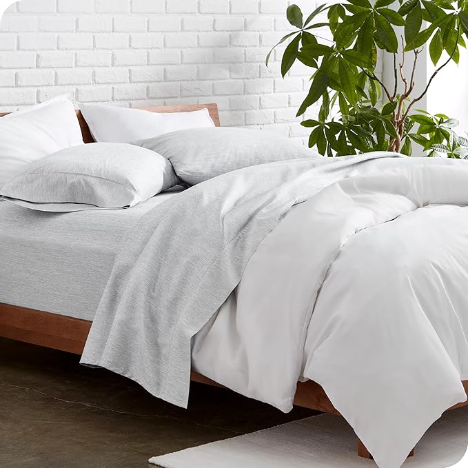Bare Home Queen Sheet Set - Luxury 1800 Ultra-Soft Microfiber Double Brushed - Deep Pockets - Easy Fit - 4 Piece Set - Bedding & Pillowcases (Queen, Heathered Pewter)