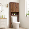 ORRD Fluted Over The Toilet Storage Cabinet, Bathroom Toilet Storage Cabinet with Door, Wood Curved Over The Toilet Space Saver Cabinets for Restroom Bathroom, Walnut
