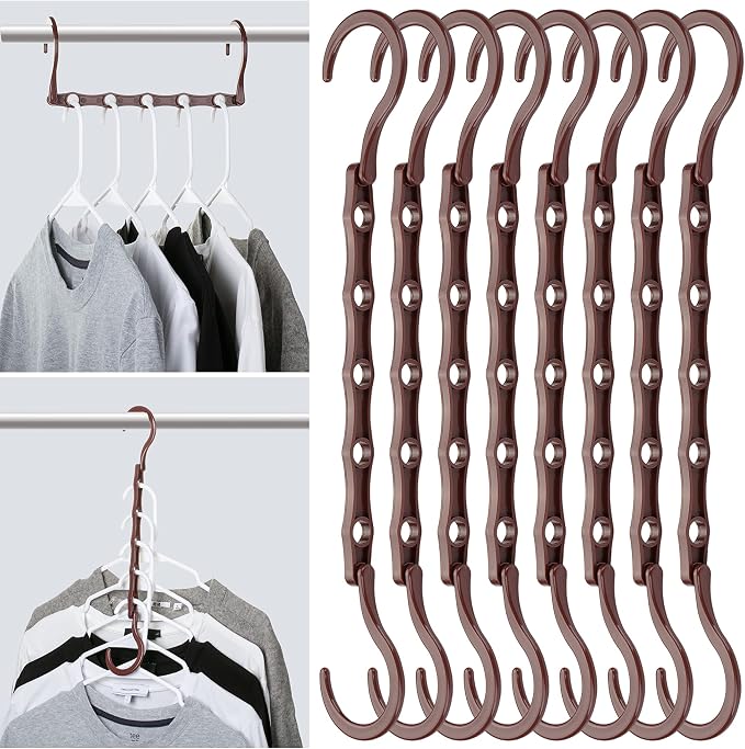 Mr. Pen- Space Saving Hangers, 8 pcs, 360° Rotating Hooks | Magic Cascading Hanger Organizer with 5 Enclosed Slots, Closet Organizers and Storage for Clothes