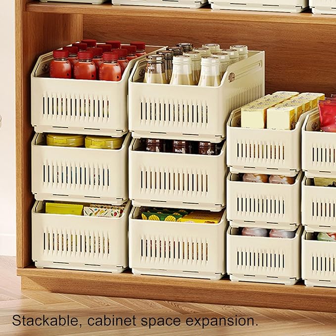 AYNEFY Retractable Storage Bin,Expandable Stackable Closet Pantry Organization Box Kitchen Fridge Drawer Container Foldable Storage Basket for Clothes Toys Books Snack Shoes