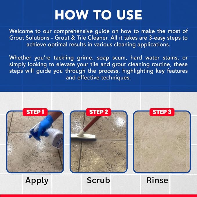 Professional-Grade Grout Cleaner for Tile, Ceramic, Porcelain & Marble – Acid-Free Formula for Safe, Deep Cleaning and Stain Removal