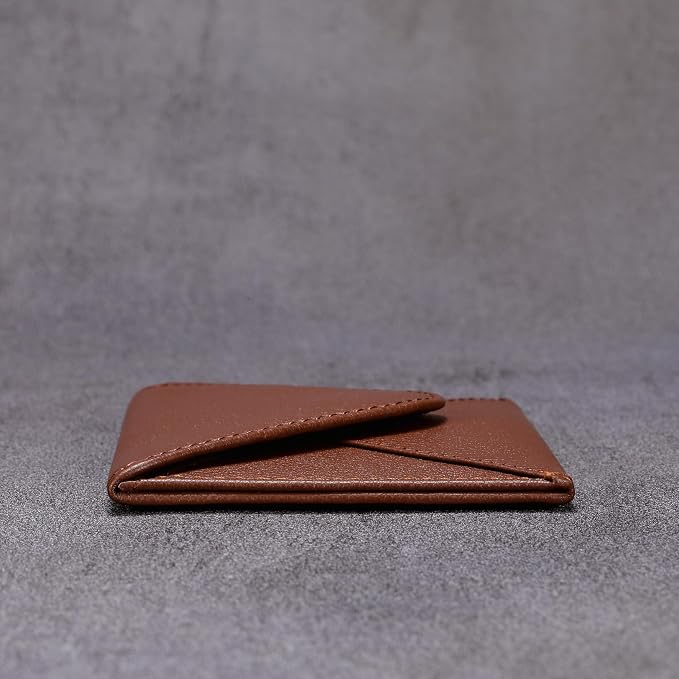 HISCOW Envelope Business Card Case with Magnet Closure - Italian Calfskin, Coffee