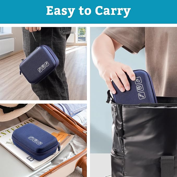ProCase Diabetes Travel Case for Diabetic Supplies -Navy, Small | Hard Storage Bag for Glucose Meter, Insulin Pen, Test Strips, Syringes, Needles & More; Organizer for Diabetic Care Kits