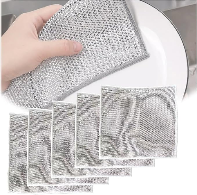 2024 New Multipurpose Wire Miracle Cleaning,Wire dishwashing, Non Scratch Wire Dishcloth,Dish Towels for Kitchen Sinks Dishes Stove Tops,ClothsMultifunctional Wire Dishwashing Rags for Wet and Dry