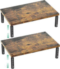 OPNICE Adjustable Monitor Stand Riser for Desk, Computer & Laptop Stand, Desk Organizers and Accessories, Office Desk Accessories & Workspace Organizer for Home Office, Brown Wood 2-Pack