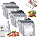 30 Pcs Reusable Mylar Bags for Food Storage, Waterproof Aluminum Foil Stand Up Pouches Freezer Containers for Beans Vegetables Rice Meat Long Term Preservation, BPA Free