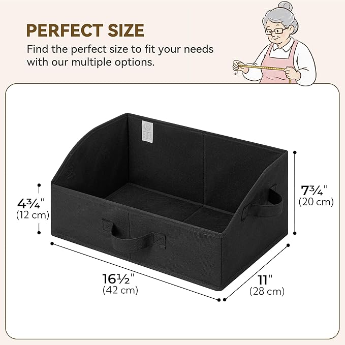 GRANNY SAYS Purse Organizer for Closet, Trapezoid Storage Bins, Closet Organizers and Storage, Decorative Storage Baskets for Shelves, Clothes, Toys, Towels, Black, 3-Pack