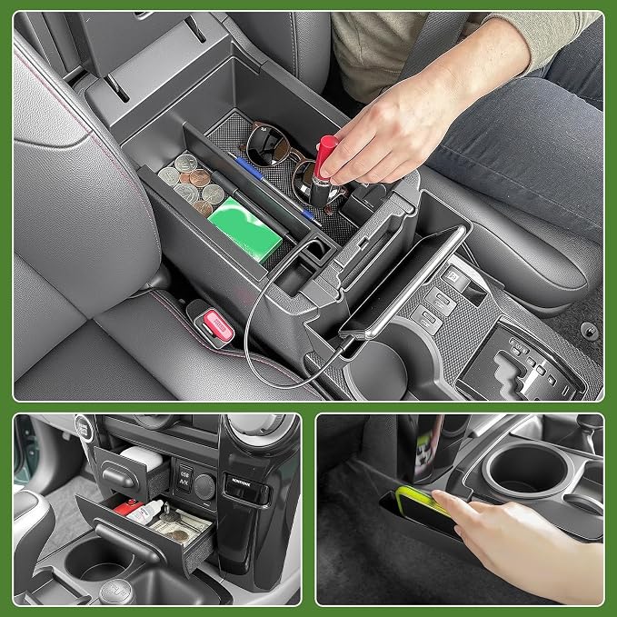 Center Console Organizer for 2014-2024 Toyota 4Runner Upgraded Hanging Armrest Box Extra Storage Drawer Inserts Shifter Tray for 4 Runner Accessories(Fit 14-24/4PC Center Console Organizer)