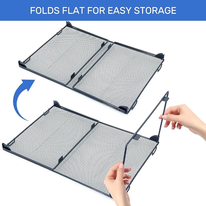 Neudeco Shelf Organizer, Gray, 2 Pack | Stackable, For Kitchen, For Closet, For Bathroom, Cabinet Shelves