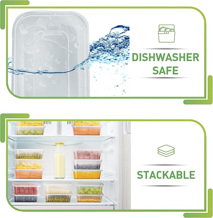 Prep Naturals 50 Pack Meal Prep Containers Reusable | BPA-Free Meal Prep Containers - Airtight Lids, Microwave, Freezer & Dishwasher Safe (50-Pack, 25 oz)