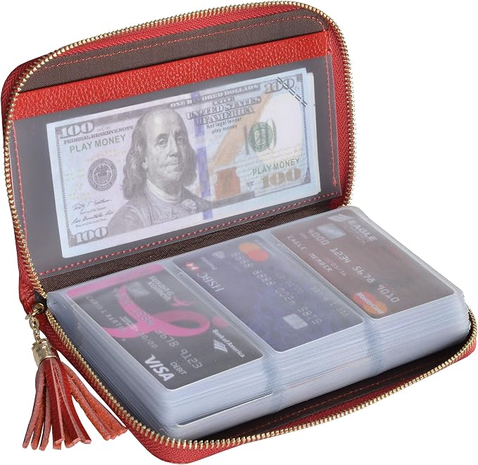 Easyoulife Credit Card Holder Wallet Womens Zipper Leather Case Purse RFID Blocking