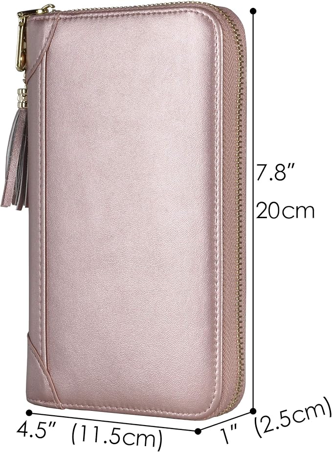 Easyoulife Credit Card Holder Wallet Womens Zipper Leather Case Purse RFID Blocking
